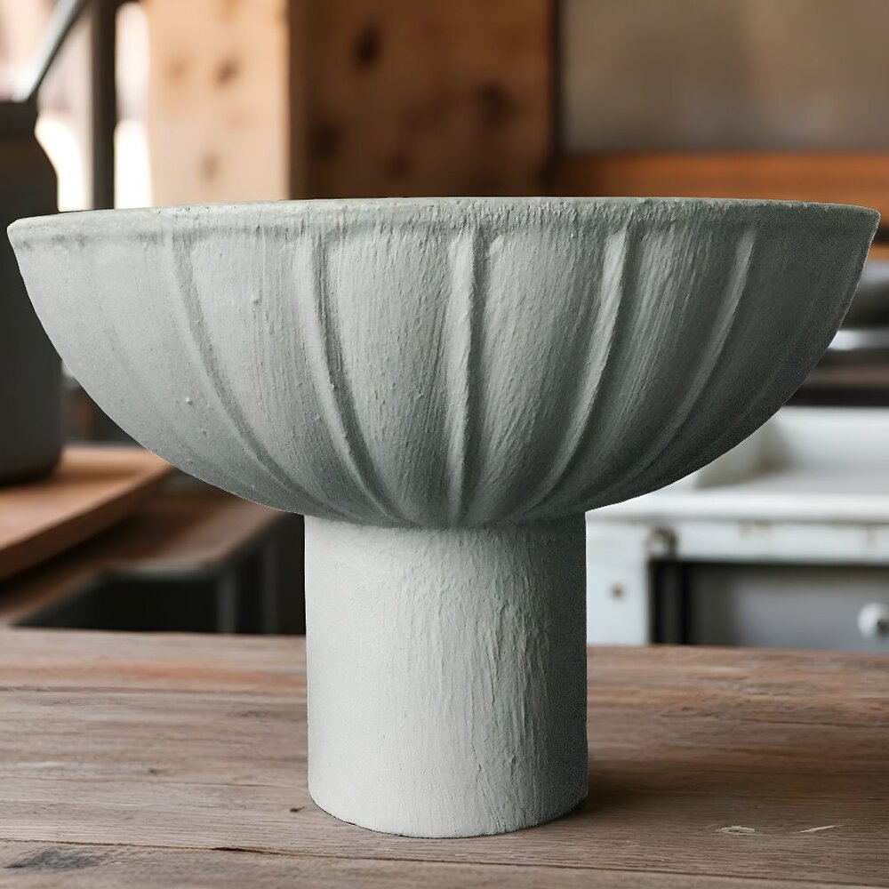 Elegant Grey Centerpiece Bowl – Refined Stone-like Finish